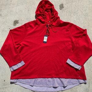 Tommy Hilfiger Sweater Shirt Hoodie Red Minimalist Preppy Size 3XL Plus Size